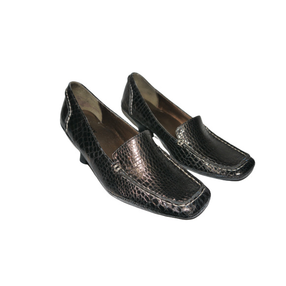 ME TOO MICHELLE BROWN CROC LEATHER HEELS SIZE 6 NEW!!! - Picture 1 of 4